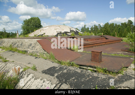 Rovinato nucleare sovietico base missilistica, Plokstine, Lituania. Foto Stock