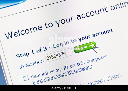 Online banking login sicuro su schermi Foto Stock