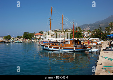 Boats in Kas marina. Province of Antalya Turkey. Foto Stock