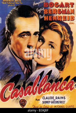CASABLANCA Poster per 1942 Warner film con Ingrid Bergman e Humphrey Bogart Foto Stock