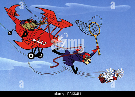 Vili e MUTTLEY nelle loro macchine volanti 1969 Hanna-Barbera TV cartoon di Yankee Doodle Pigeon Foto Stock