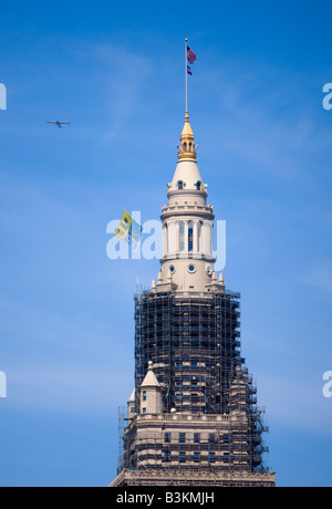 In aereo con un banner Foto Stock