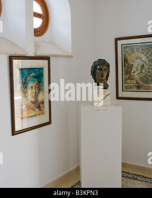 Testa di marmo di Alessandro il Grande, Kalithea Galleria d'arte, Rodi, Grecia Foto Stock