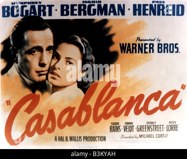 CASABLANCA Poster per 1942 Warner film con Humphrey Bogart e Ingrid Bergman Foto Stock