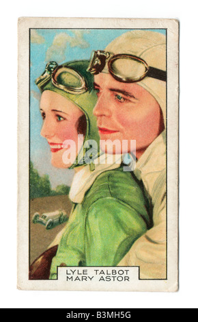 La Gallaher's sigaretta di carte emesse nel 1935 che illustra i partner Film Lyle Talbot & Mary Astor Foto Stock