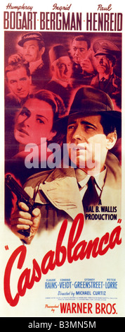 CASABLANCA Poster per 1942 Warner film classico wit Ingrid Bergman e Humphrey Bogart Foto Stock
