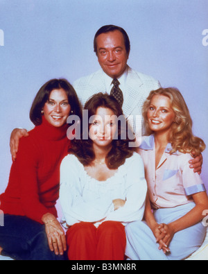 CHARLIE'S ANGELS US serie TV con David Doyle in alto e da sinistra Kate Jackson, Jaclyn Smith e Cheryl Ladd Foto Stock