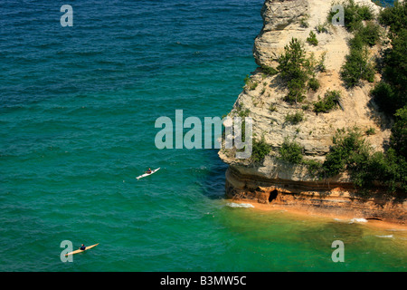 Il castello dei minatori presso Pictured Rocks Lake Superior National Lakeshore Michigan Upper Peninsula Munising negli Stati Uniti ad alta risoluzione orizzontale Foto Stock