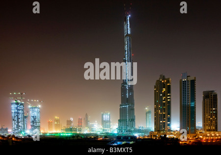 Burj Dubai e grattacieli in costruzione al 'centro città Dubai' in Dubai, UAE. Foto Stock