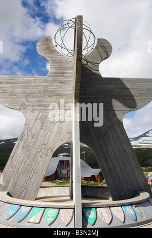 Il Circolo Polare Artico Centro da E6 su Saltfjellet attrazione turistica Norvegia norge europa scandinavia Foto Stock