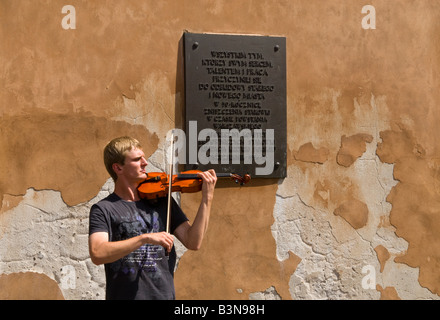 Lettore di violino città vecchia Varsavia Foto Stock