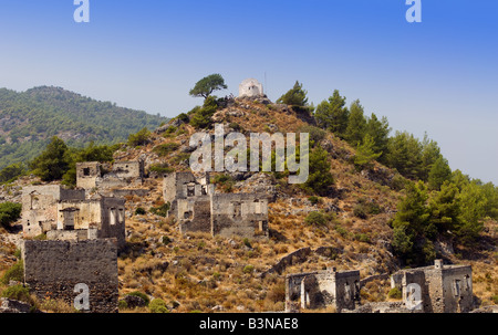 La chiesa superiore Kayakoy Turchia Foto Stock