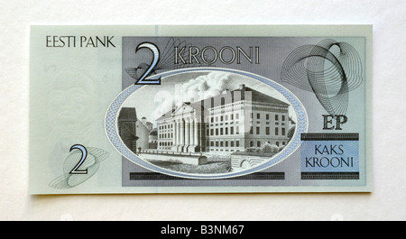 Estonia 2 Due Banca Krooni nota Foto Stock