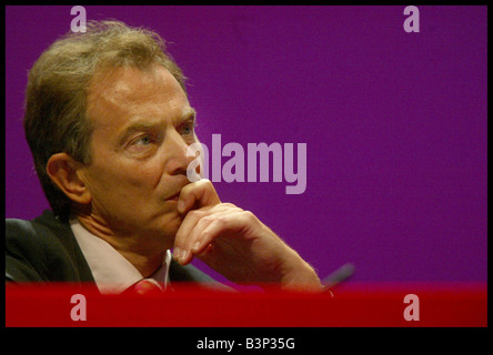 Tony Blair in occasione del congresso del partito laburista la Bournemouth Ottobre 2003 Foto Stock