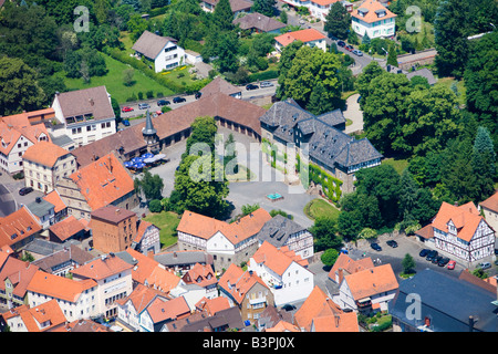 Complesso di palazzo del barone Riedesel zu Eidsenbach, vista aerea, Lauterbach, Hesse, Germania, Europa Foto Stock