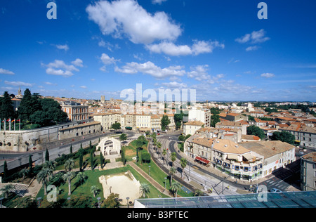 Paesaggio urbano da Le Corum centro congressi, Esplanade Charles de Gaulle, Montpellier, Francia, Europa Foto Stock