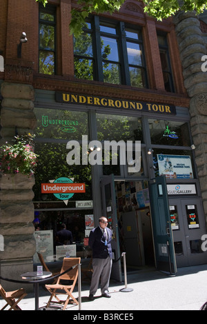 Ingresso a Seattle tour Sotterraneo Pioneer Square e storico quartiere di Washington State WA USA Foto Stock