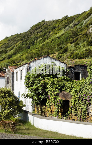 Tradizionale antica casa in rovina in Lages do Pico Azzorre Portogallo Foto Stock