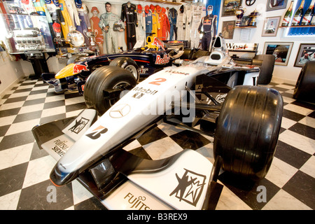 Formula One racing driver David Coulthard Museum F1 racing cars una Mercedes McLaren e Red Bull Racing car Twynholm Scotland Regno Unito Foto Stock