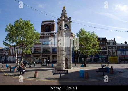 Ornato di clock tower city center lewisham town centre London borough England Regno unito Gb Foto Stock