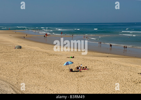 Francia Aquitaine paese Biscarrosse village Foto Stock