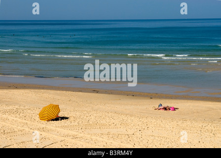 Francia Aquitaine paese Biscarrosse village Foto Stock