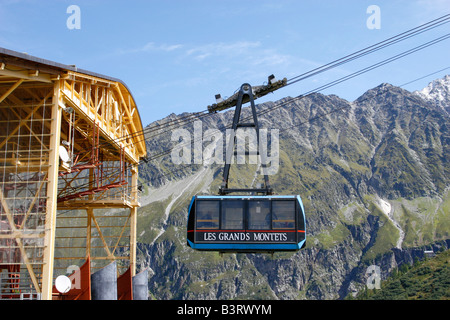 Il Grand Montets funivia vicino a Argentiere nelle Alpi francesi Foto Stock