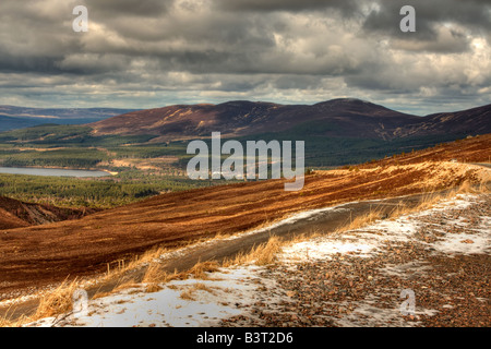 Vista dei Monti Cairngorm in Scozia. Foto Stock