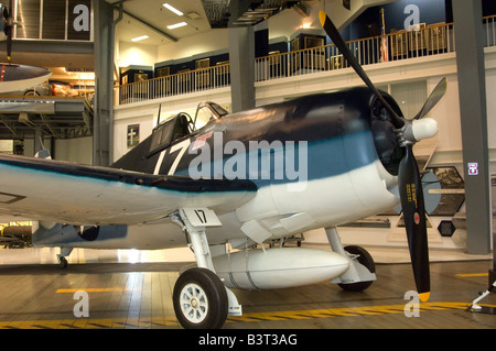 Grumman F6F-3 Hellcat WWII Navy fighter sul display statico presso la Naval Air Museum, Pensacola NAS Foto Stock