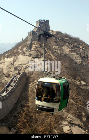 Asia, Cina Pechino. Gondola della Grande Muraglia a Badaling Foto Stock