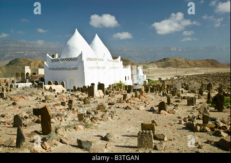 Oman, Regione di Dhofar, Mirbat. Tomba di bin Ali, Musulmana Saint e lapidi islamica Foto Stock