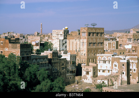 Asia, Yemen, Sana'a. Vista sulla città vecchia. Foto Stock