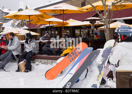 Canada, BC, Whistler e Blackcomb resort. Base di villaggio apres ski Foto Stock