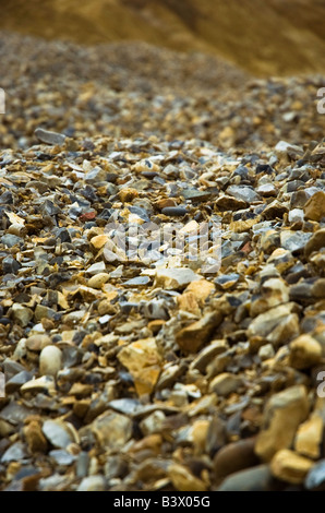 Una cava memorizza aggregato calcestruzzo di sabbia e scogli Foto Stock