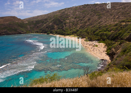 Spiaggia di Hanauma Bay Oahu Oceano Pacifico Hawaii USA Foto Stock