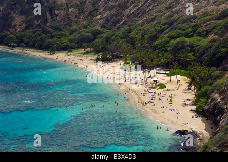 Spiaggia di Hanauma Bay Oahu Oceano Pacifico Hawaii USA Foto Stock