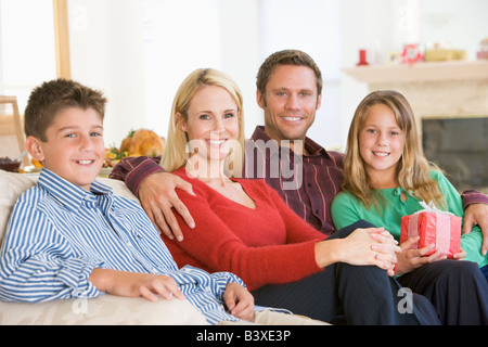 Ritratto di famiglia a Natale Foto Stock