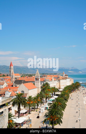 Vista panoramica della città vecchia di Trogir dalla rocca, Repubblica di Croazia, Europa orientale Foto Stock