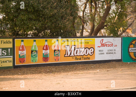 Succo Mazoe cartellone di Lusaka in Zambia Africa Foto Stock