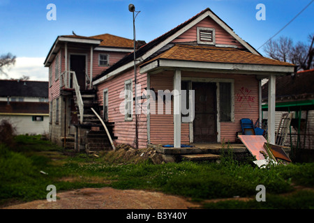 Case distrutte dall uragano Katrina sono ancora in stato di abbandono dopo 3 anni. Foto Stock
