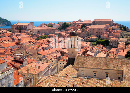 Vista panoramica sulla città vecchia di Dubrovnik, la Repubblica di Croazia, Europa orientale Foto Stock