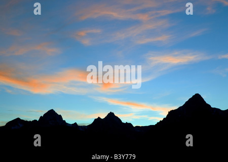 Sunset over Teton Mountains Grand Teton National Park WY Foto Stock