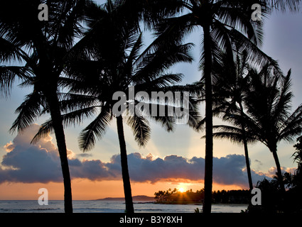 Tramonto a Poipu Beach Kauai Hawaii Foto Stock