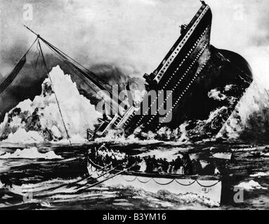 Trasporto/trasporto, navigazione, Titanic, raffigurazione artica dell'affondamento della nave il 15.4.1912, Foto Stock