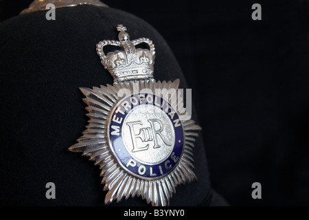 London Metropolitan Police Bobby casco Foto Stock