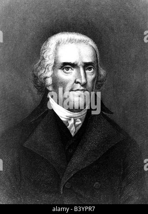 Jefferson,Thomas 2.4.1743 - 4. 7.1826, uomo politico americano, ritratto, incisione, presidente, Stati Uniti , artista del diritto d'autore non deve essere cancellata Foto Stock