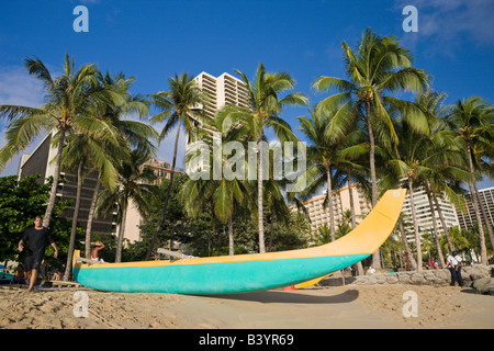 La spiaggia di Waikiki a Honolulu Honolulu Oahu Oceano Pacifico Hawaii USA Foto Stock