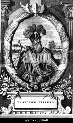 Pizarro, Francisco, 1475 - 26.6.1541, conquistador spagnolo, mezza lunghezza, 1673, Foto Stock