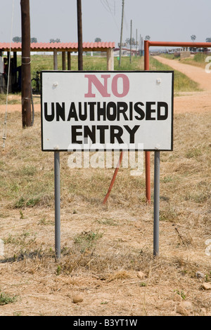 'Nessun ingresso non autorizzato' segno Kafuie Africa Zambia Foto Stock