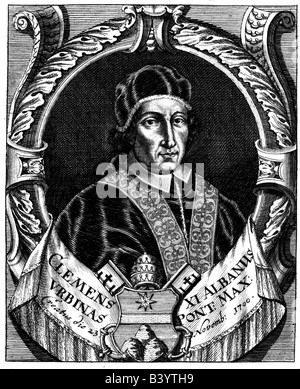 Clemente XI (Giovanni Francesco Albani), 22.7.1649 - 19.3.1721, Papa 23.11.1700 - 19.3.1721, ritratto, incisione su rame, XVIII secolo , artista del diritto d'autore non deve essere cancellata Foto Stock